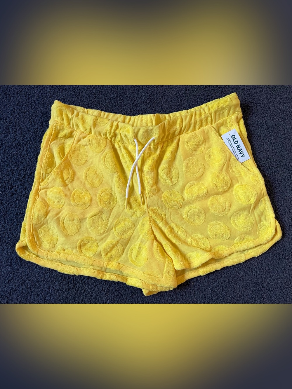 Old Navy Yellow Terry Dot Drawstring Athletic Shorts